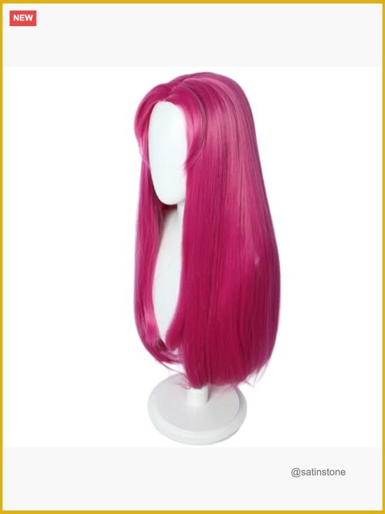 Long Straight Rose Red Cosplay Wig with Wig Cap, Heat Resistant Synthetic Hair
